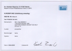 SBZ, Allgem. Ausgaben, 1949, Mi.- Nr.: Bl. 6, gestempelt mit Weltkugelstempel!, K.- Befund Dr. Ruscher BPP, echt + e! Luxusstück!