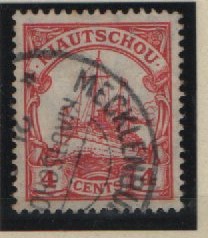 Dt. Kolonien, Stempel, Kiautschou, ca. 1910, Mi.- Nr.: 30a, gestempelt Mecklenburghaus! Selten!