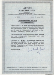 Ost- Sachsen, 1945, Mi.- Nr.: BI b+ Plf II, sogenannte Potschta, **, akt. Fotoattest Dr. Jasch BPP: echt + ....! Kabinettstück!