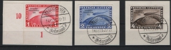 III. Reich, 1933, Mi.- Nr.: 496- 98 (496 mit ER!), Chikagofahrt- Satz, gestempelt, Fotoattest Schlegel BPP: e+e! Sehr selten!