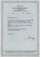 III. Reich, 1933, Mi.- Nr.: 496- 98 (496 mit ER!), Chikagofahrt- Satz, gestempelt, Fotoattest Schlegel BPP: e+e! Sehr selten!