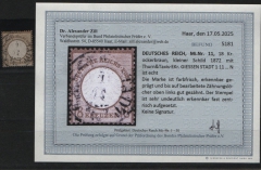 Dt. Kaiserreich, Brustschilder, 1872, Mi.- Nr.: 11, gestempelt! Akt. Befund Dr. Zill BPP: e+ ...! Kabinettstück! Selten!