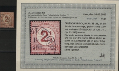 Dt. Kaiserreich, Brustschilder, 1874, Mi.- Nr.: 29 L 15, gestempelt! Akt. Befund Dr. Zill BPP: e+ ...! Kabinettstück! Selten!