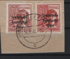 SBZ, Allgemeine Ausgaben, 1948, Mi.- Nr.: 195 a  + A 195, auf kl. Briefstück, tiefstgeprüft Paul BPP! Luxusstück! Selten!