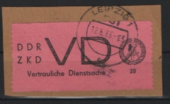 DDR, 1965, ZKD D, Mi.- Nr.: 2 , gestempelt, auf kl. Briefstück, tiefstgeprüft Tichatzky BPP! Qualitätsstück!