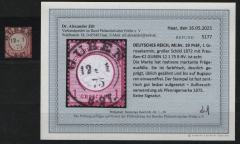 Dt. Kaiserreich, Brustschilder, 1872, in 1875, Mi.- Nr.: 19 PräF, gestempelt! Akt. Befund Dr. Zill BPP: e+ ...! Kabinettstück! Selten!