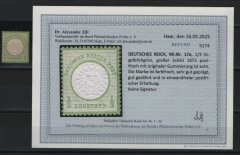 Dt. Kaiserreich, Brustschilder, 1872, Mi.- Nr.: 17 a, **! Akt. Befund Dr. Zill BPP: e+ e! Luxusstück! Selten!