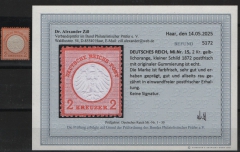 Dt. Kaiserreich, Brustschilder, 1872, Mi.- Nr.: 15, **! Akt. Befund Dr. Zill BPP: e+ e! Qualitätsstück! Selten!