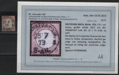 Dt. Kaiserreich, Brustschilder, 1872, Mi.- Nr.: 27 b, gestempelt! Akt. Befund Dr. Zill BPP: e+...! Kabinettstück! Selten!