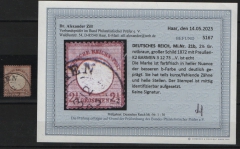 Dt. Kaiserreich, Brustschilder, 1872, Mi.- Nr.: 21 b, gestempelt! Akt. Befund Dr. Zill BPP: e+...! Kl. mgl., s. Befund! Selten!
