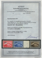 III. Reich, 1933, Mi.- Nr.: 496- 98, Chikagofahrt- Satz, ** / postfrisch, akt. Fotoattest Schlegel BPP: e+e! Sehr selten!