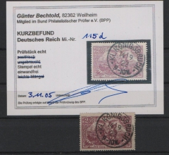 DR, Infla, 1920, Mi.- Nr.: 115 d, gestempelt, K.- Befund Bechtold BPP: e+e! Luxusstück!