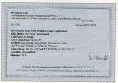 SBZ, Handstempel, 1948, Mi.- Nr.: IVa V, Bez. 27, Pausa, gestempelt, akt. FB Dr. Kalb BPP: e+e! Luxusstück! Selten!