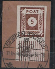 SBZ, Ost- Sachsen, 1945, Mi.- Nr.: 42 L mit Ur., auf kl. Briefstück, tiefstgeprüft Ströh BPP! Luxusstück! Sehr selten!