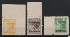 III. Reich / Dt. Bes. Südukraine, 1944, Mi.- Nrn.: 2, 5 + 6, (*) wie ausgegeben!, (je vom ER. / Or. / Sr.)! Sehr selten!