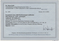 SBZ, Handstempel, 1948, Mi.- Nr.: 179 IV, Die Helle 60er, Bez. 20, Goldbeck, gestempelt, akt. FB Dr. Kalb BPP! e+e!