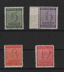 SBZ, West- Sachsen, 1945, Mi.- Nrn.: 120X- 123X, **! Selten!