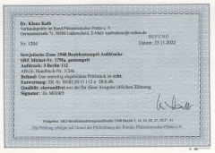 SBZ, Handstempel, 1948, Mi.- Nr.: 179 Ia, Die Helle 60er, Bez. 3, Berlin 112, gestempelt, akt. FB Dr. Kalb BPP! e+e!