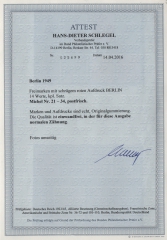 Berlin, 1949, Mi.- Nrn.: 21- 34, Der Rot- Aufdruck- Satz, **, kpl. Satz, mit Fotoattest Schlegel BPP: e+e! Luxussatz!