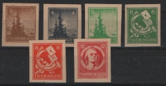 Thüringen, 1946, Mi.- Nr.: 92 U- 97U, je in ungezähnt, **! Qualitätssatz! Selten!