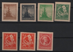 Thüringen, 1946, Mi.- Nr.: 92 U- 97U (96U, 2x, div.), je in ungezähnt, **! Je tief(st)geprüft BPP! Qualitätssatz! Selten!