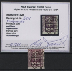 Danzig, 1923, Mi.- Nr.: P 21 X, gestempelt, KB Tworek BPP; e+e! Luxusstück! Sehr selten!