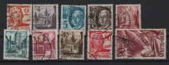 FRZ - Württemberg- Hohenzollern, 1948 / 49, Mi.- Nrn.: 28- 37, gestempelt, Kabinettsatz! Selten!