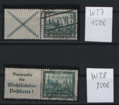 DR / Weimar, 1930, kl. Lot Zusammendrucke, mit Mi.- Nrn.: W 37 - W 38 , gestempelt! Kabinett- Luxusqualität! Selten!