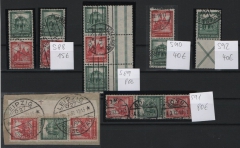 DR / Weimar, 1930, kl. Lot Zusammendrucke, mit Mi.- Nrn.: S 88 - S 92, teils mehrfach , gestempelt! Bedarf- Luxuserhaltung! Selten!
