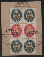 DR / Weimar, 1928, Zusammendrucke, Mi.- Nr.: S 51 (2x) auf kl. Briefstück, gestempelt! Kabinettstück! Selten!