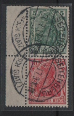 DR, Germania Kriegsdruck, 1917 / 18, Zusammendrucke, Mi.- Nr.: S 4II aa (mit Sr.), gestempelt! Typgeprüft! Selten!