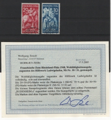 FRZ, Rheinland- Pfalz, 1949, Mi.- Nrn.: 30 I + 31 II, gestempelt, Befund Straub BPP!