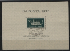 Danzig, 1937, Mi.- Nr.: Bl. 1 mit Pf. I, mit Ersttags- Sonderstempel, geprüft Bock BPP! Qualitätsstück!