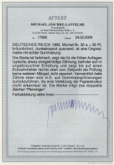 DR, Krone Adler, 1889, Mi.- Nr.: 50 a, *, Fotoattest Jäschke- L. BPP! Kabinettstück!