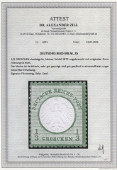 Dt. Kaiserreich, Brustschilder, 1872, Mi.- Nr.: 2 b, * ! Akt. FA Dr. Zill BPP: e+e! Qualitätsstück! Sehr selten!