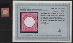 Dt. Kaiserreich, Brustschilder, 1872, Mi.- Nr.: 19, ** / postfrisch! Akt. Befund Dr. Zill BPP: e+e! Luxusstück! Sehr selten!