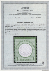 Dt. Kaiserreich, Brustschilder, 1872, Mi.- Nr.: 23 b, **! Akt. Fotoattest Dr. Zill BPP: e+...e! Qualitätsstück! Sehr selten!