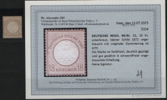 Dt. Kaiserreich, Brustschilder, 1872, Mi.- Nr.: 11, *! Akt. Befund Dr. Zill BPP: e+e! Luxusstück! Selten!