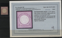 Dt. Kaiserreich, Brustschilder, 1872, Mi.- Nr.: 1, *! Akt. Befund Dr. Zill BPP: e+e! Luxusstück! Selten!