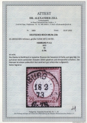 Dt. Kaiserreich, Brustschilder, 1873, Mi.- Nr.: 21 b, gestempelt! Akt. Fotoattest Dr. Zill BPP: e+...e! Kabinettstück! Selten!