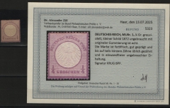 Dt. Kaiserreich, Brustschilder, 1872, Mi.- Nr.: 1, *! Akt. Befund Dr. Zill BPP: e+e! Luxusstück! Selten!