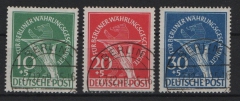 Berlin, 1949, Mi.- Nrn.: 68- 70, Der Währungsgeschädigtensatz gestempelt, kpl. Satz, je tiefstgeprüft Schlegel BPP! Luxussatz!