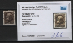 Saargebiet, 1920, Mi.- Nr.: 27 b, gestempelt, Akt. K.- Befund Haslau BPP: echt und einwandfrei! Selten!