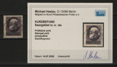 Saargebiet, 1920, Mi.- Nr.: 28 b, gestempelt, Akt. K.- Befund Haslau BPP: echt und einwandfrei! Selten!