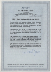 SBZ, West- Sachsen, 1946, Mi.- Nr.: Hz. 12 BYb, **, Fotoattest Dr. Jasch BPP: echt und einwandfrei! Luxusstück! RR!