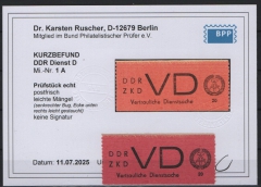 DDR, 1965, ZKD D, Mi.- Nr.: 1 A, **, aktueller K.- Befund Dr. Ruscher BPP: echt+ ...! Kabinettstück!