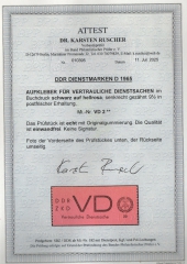 DDR, 1965, ZKD D, Mi.- Nr.: 2, **, akt. Fotoattest Dr. Ruscher BPP: echt+ einwandfrei! Luxusstück! Rarität der DDR!