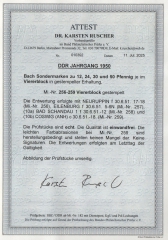 DDR, 1950, Mi.- Nrn.: 256- 259 (4x), je im 4er- Block, bedarfsgestempelt! Akt. FA Dr. Ruscher BPP: e+ ...! Qualitätssatz! Selten!