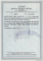 Dt. Kolonien, Karolinen, 1899, Mi.- Nr.: 1 I, *! Akt. FA Jäschke- L. BPP: e + e! Selten!