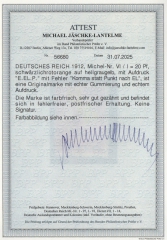 Dt. Kaiserreich, Flugpost, 1912, Mi.- Nr.: VI, mit PF.: I, **! Akt. FA. Jäschke- L. BPP; e+e! Luxusstück! Sehr selten!